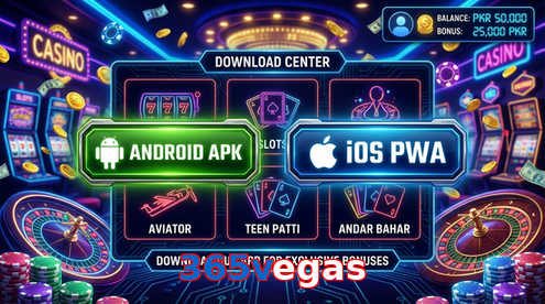 Main screen of 365Vegas download page for PK players