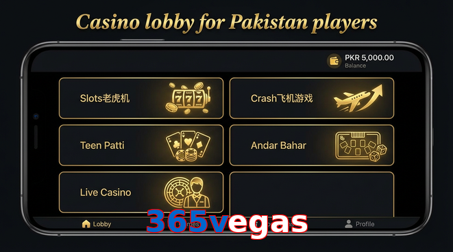 Lobby view of 365Vegas for Pakistan users